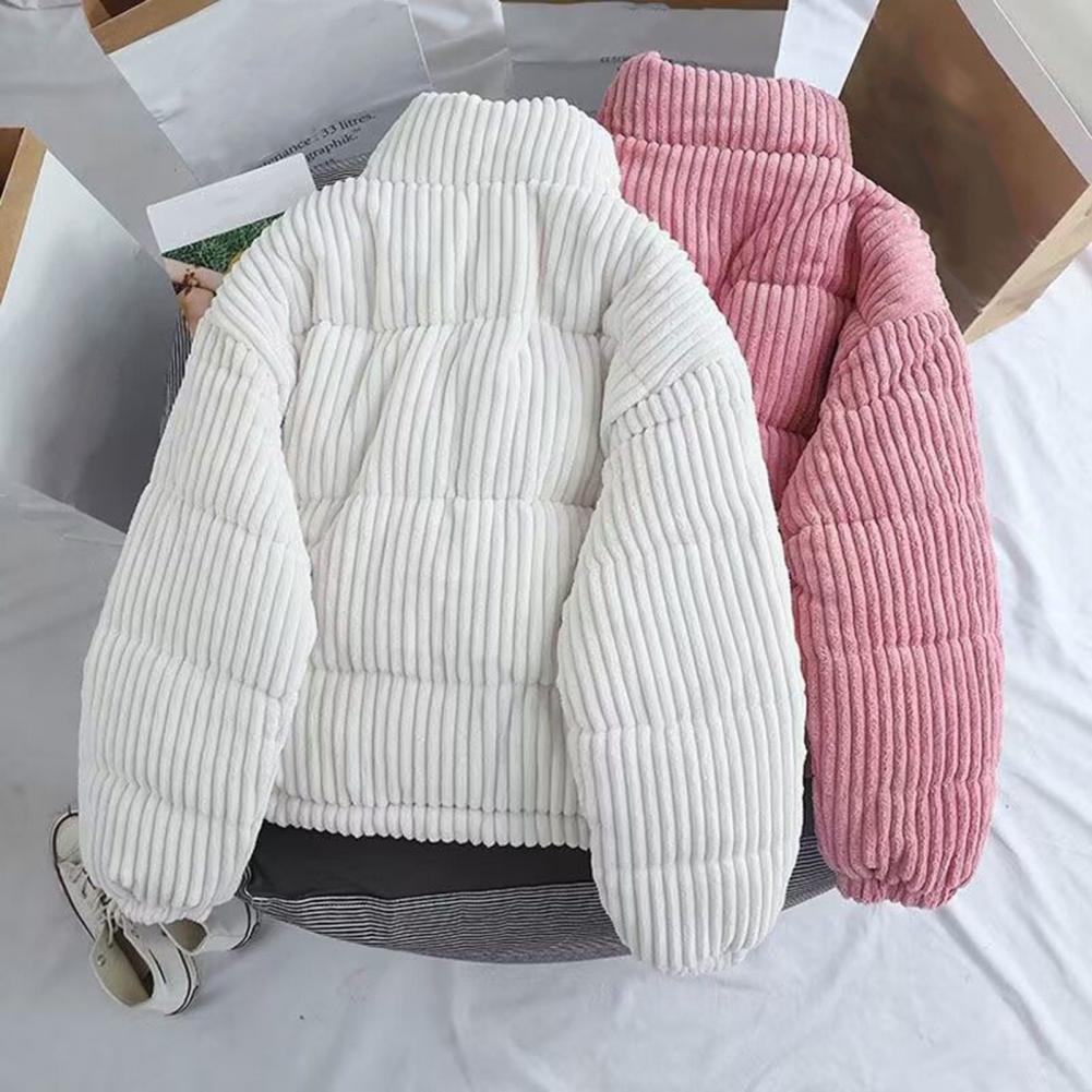 Puffer Jacket Women Down - Полиэстеровая стеганая куртка-пуховик для женщин, вельветовая