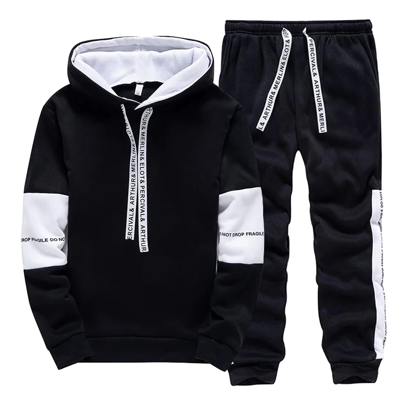 Winter Clothing Fashion - Черно-белый мужской спортивный костюм: модные повседневные