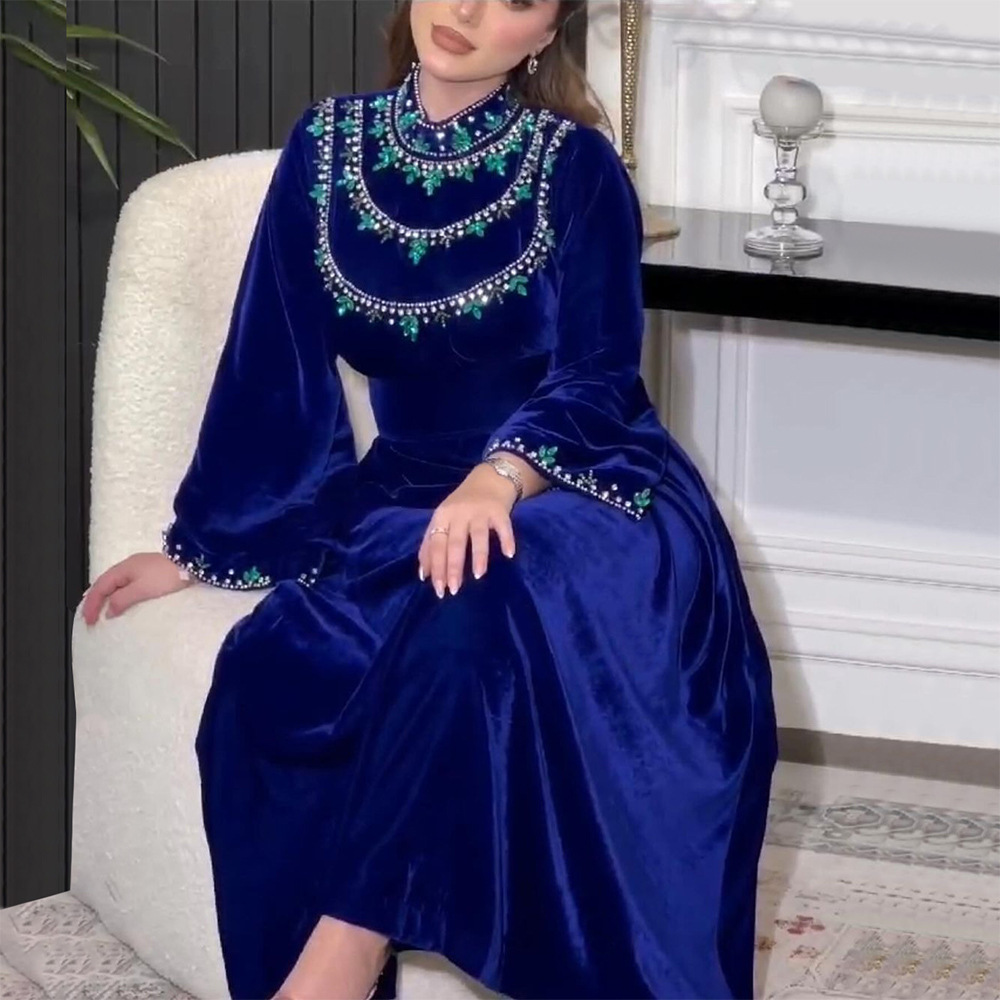 Winter Clothing Dubai - Арабское мусульманское платье Элегантное осенне-зимнее бархатное